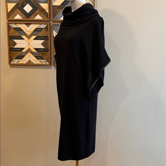 Vintage Ralph Lauren Black Cape Sleeve Cowl Neck Slouchy Sweater Dress sz Small - Picture 4 of 10